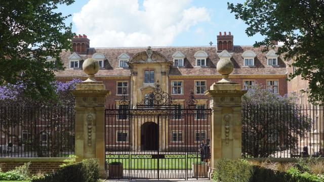 View of St Catharine's College and its gates from the street
