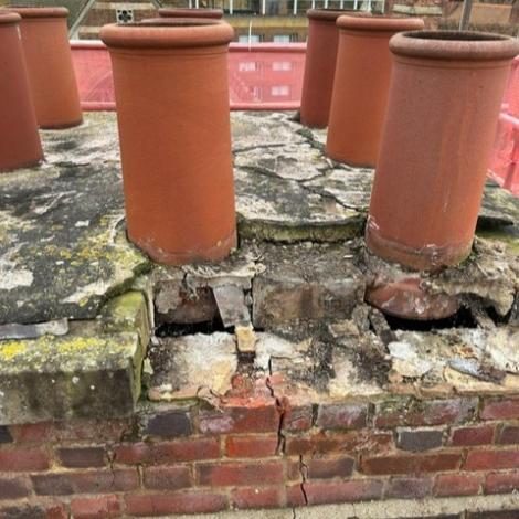 Chimney at St Catharine's College in need of repair