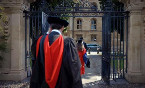 Graduation procession through the gates of St Catharine's College