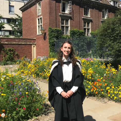 Katherine Deakin at her graduation at St Catharine's College