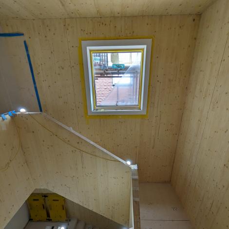 Timber interior of the new student accommodation at the St Chad's site