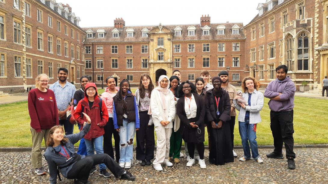 Group of ASTP residential participants in the Main Court of St Catharine's College