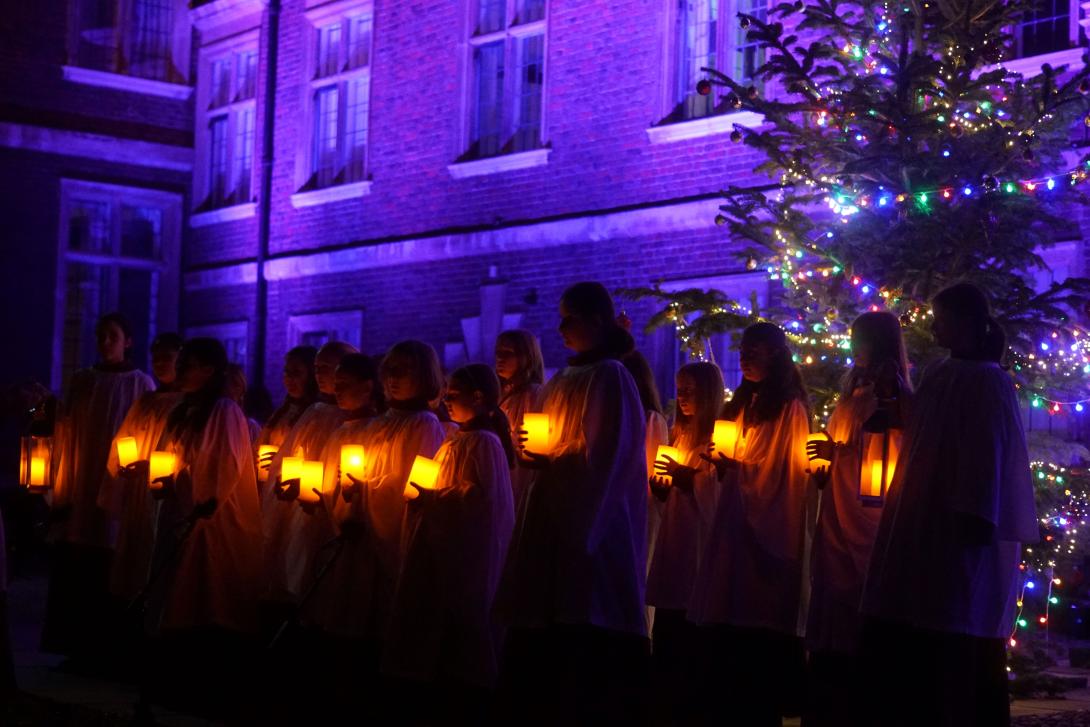 St Catharine's Girls' Choir performing at the Luminaria event in December 2023