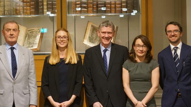 Photograph of Niamh Gallagher, Katy Haward, David O'Sullivan and Andrew McCormick speaking at panel discussion regarding Protocol on Ireland/Northern Ireland and Northern Ireland Protocol Bill
