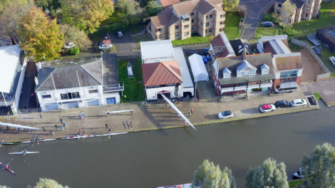 St Catharine's College boathouse from above