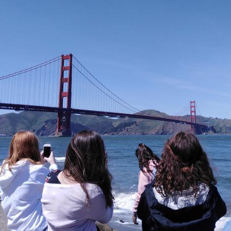 Girls' Choir members at the Golden Gate Bridge