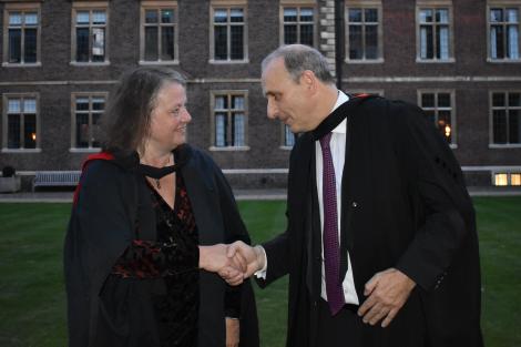 Professor Katharine Dell, President of St Catharine's, welcomes Sir John Benger as Master