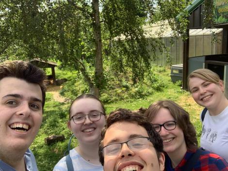All five team members on an outing to Shepreth Wildlife Park