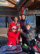 St Catharine's students celebrating victory at Varsity skiing competition