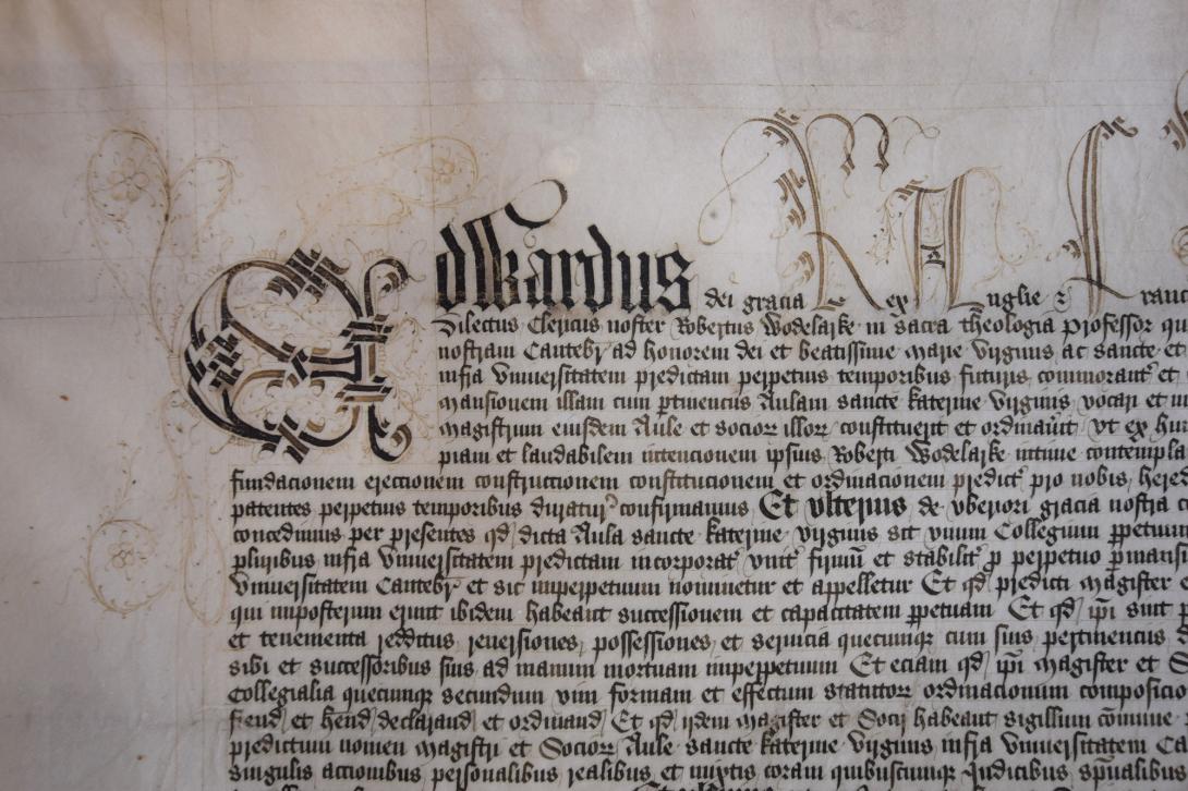 Detail from the Royal Charter of St Catharine's College