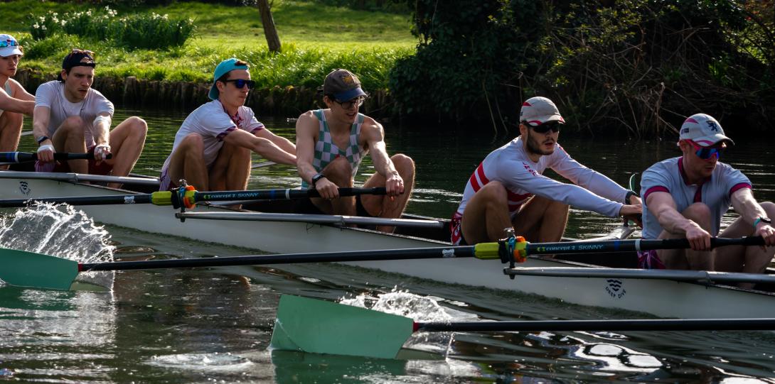Matt Edge rowing with other CUBC members
